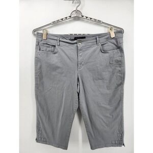 Gloria Vanderbilt Women's Aiden Capri Gray Embroidered Plus‎ Size 24W